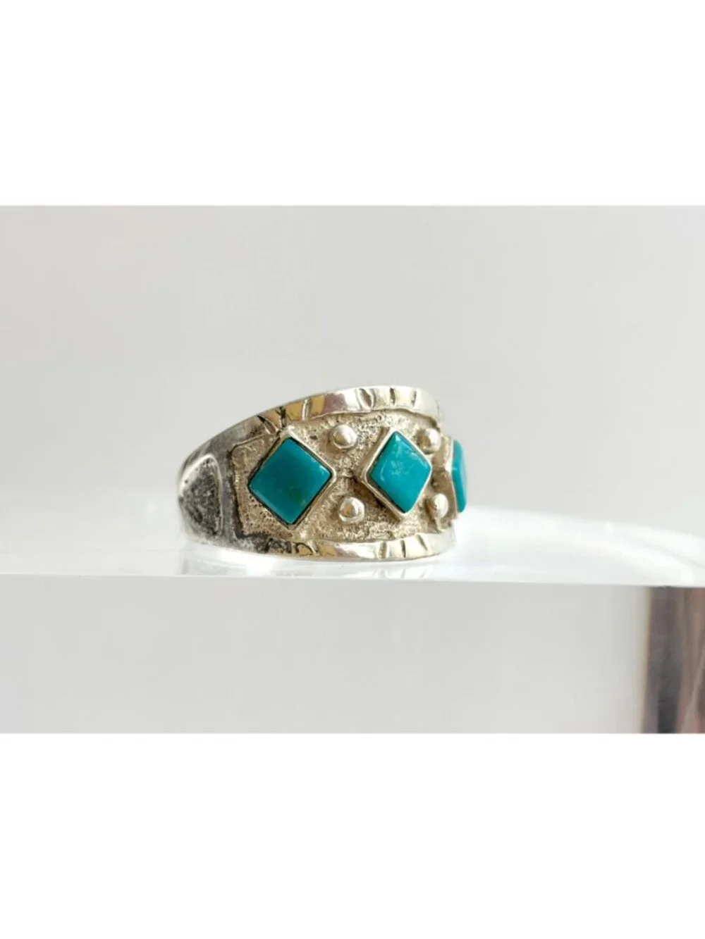 Bell Trading Post Turquoise Navajo Sterling Silver 925 Vintage Ring - sz 12.5